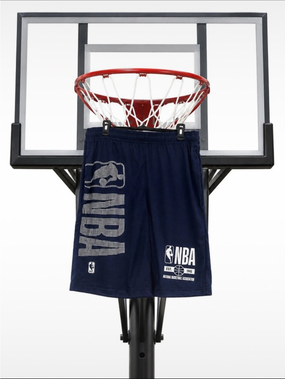 NBA Men's Navy Basketball Shorts with White Logo